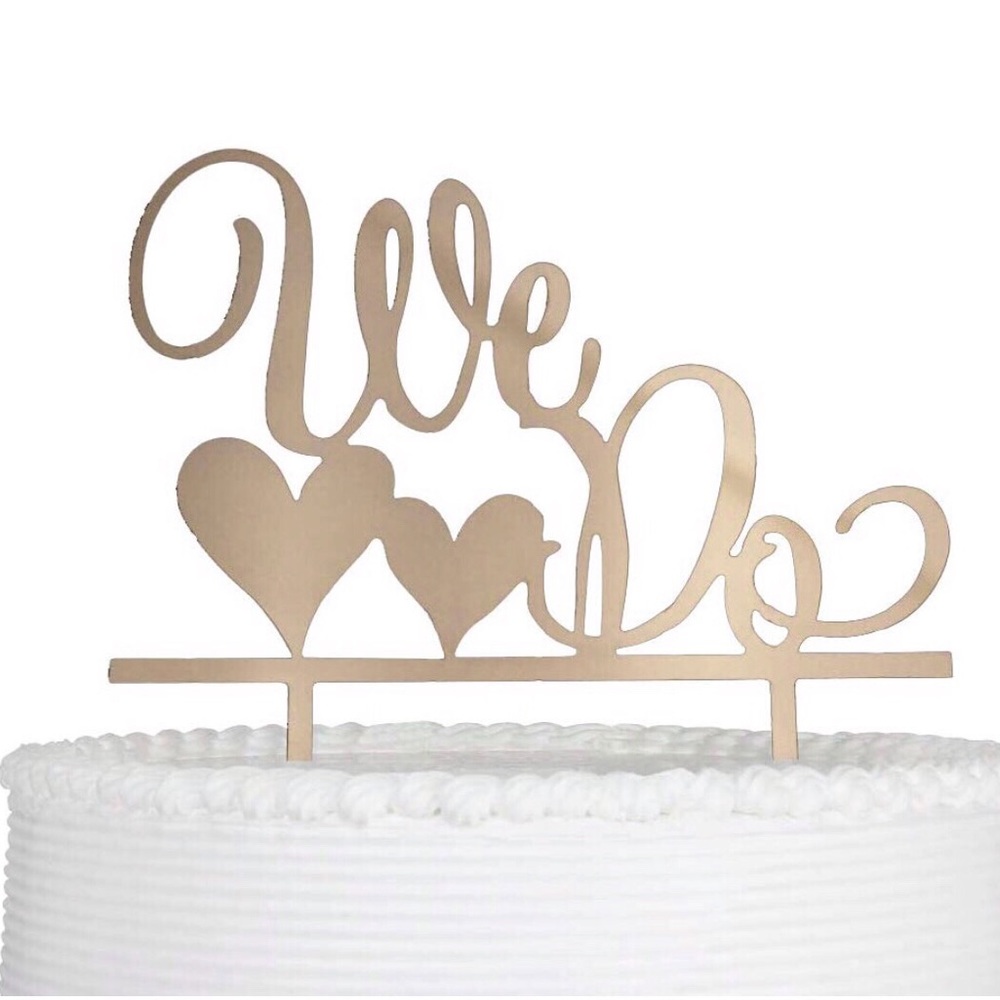 We Do Cake Topper Wedding Natural Wood with Hearts